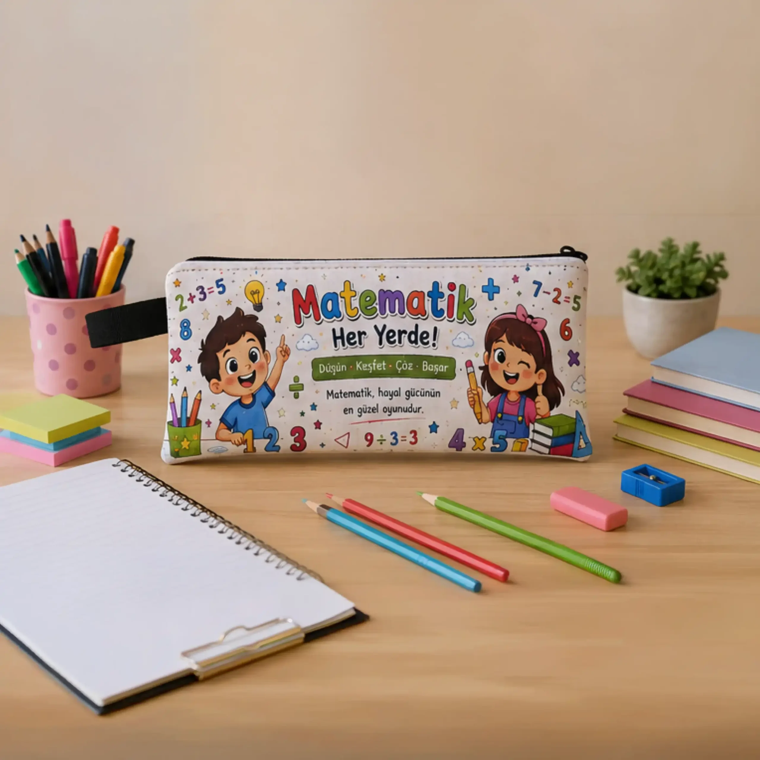 “Matematik Her Yerde!” Eğitici Tasarımlı Kalemlik (20×11 cm)
