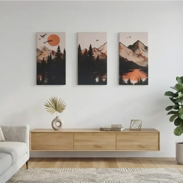 UV Baskı Teknolojili 3’lü Ahşap MDF Tablo Seti (20×40 cm)
