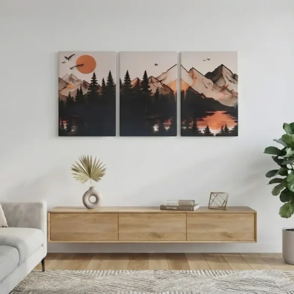 UV Baskı Teknolojili 3’lü Ahşap MDF Tablo Seti (20×40 cm)