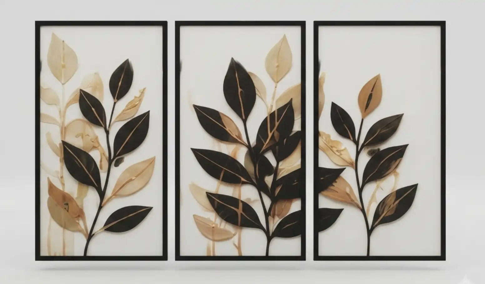 Doğanın Zerafeti: 3’lü Ahşap MDF Tablo Seti (20×40 cm, UV Baskı)