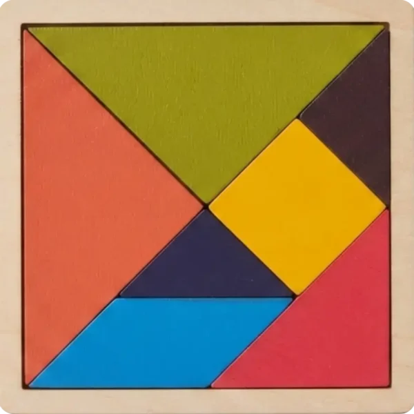 Eğitici ve Renkli Ahşap Tangram Zeka Bulmacası (7 Parçalı, Çoklu Boyut Seçenekleri)