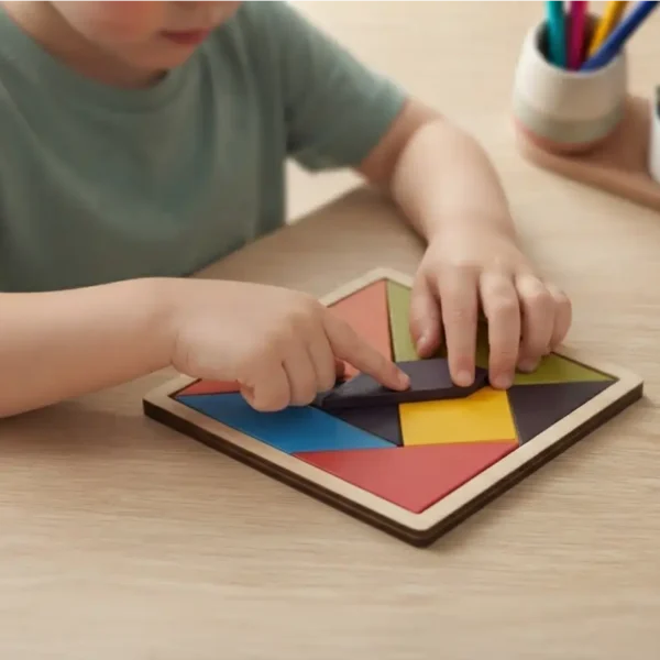 Eğitici ve Renkli Ahşap Tangram Zeka Bulmacası (7 Parçalı, Çoklu Boyut Seçenekleri)